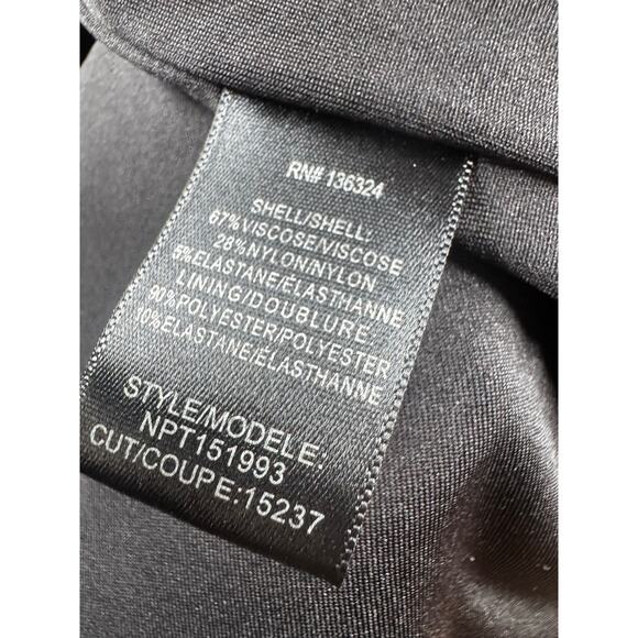 Halston Heritage Ponte Dress Black Cut-Out Back Button Zip Long Sleeve Sz L - Picture 3 of 4